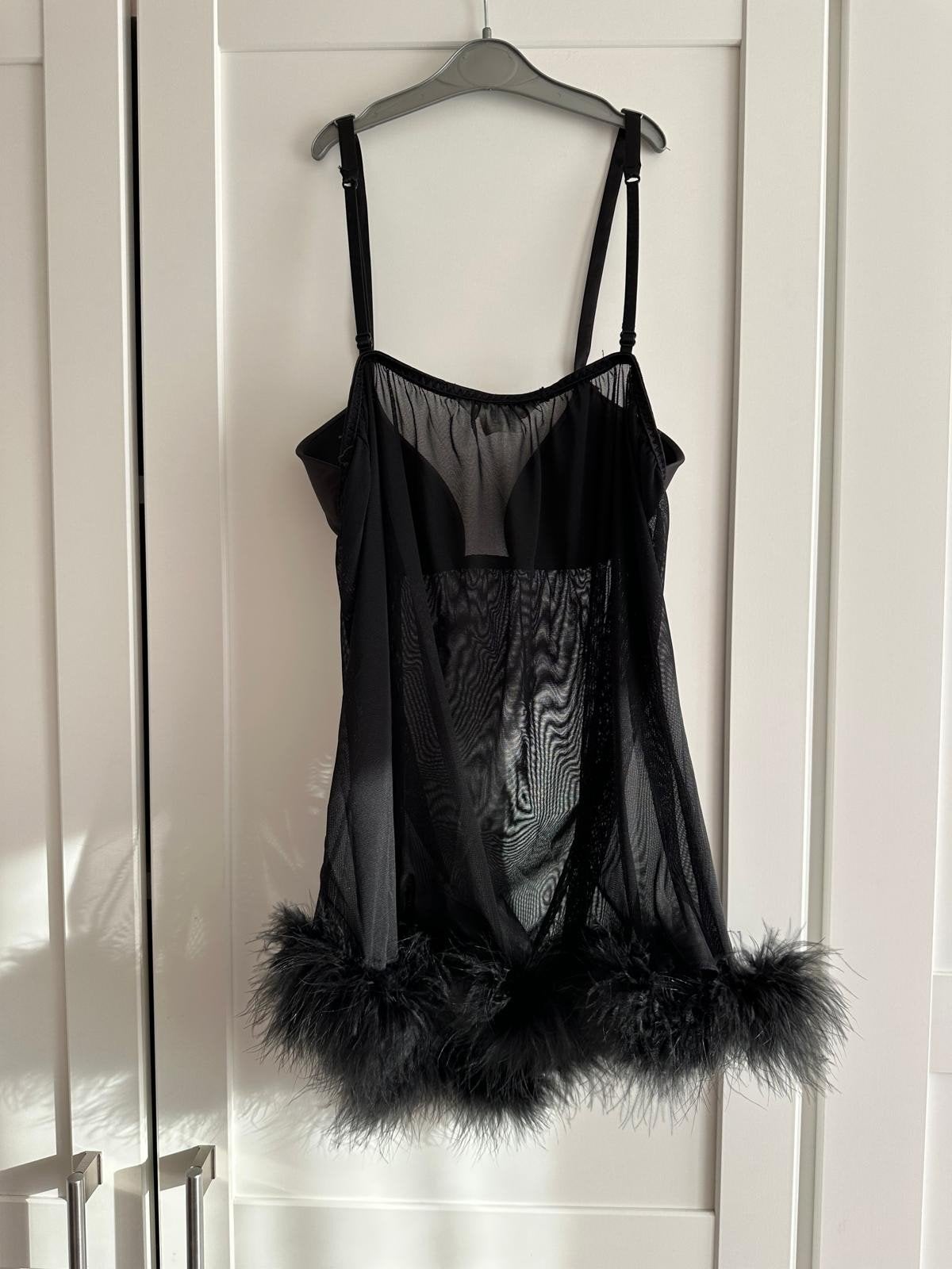 Hunkemöller Zwart Babydoll Nachthemd met Veren, Kleding | Dames, Hunkemöller, Verzenden, Zwart, Nachtkleding