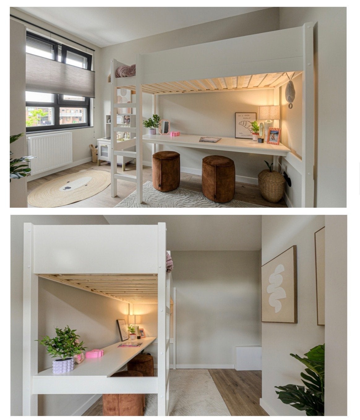 Petite Amélie Hoogslaper met bureau 200x90 "SOMMET II" | Wit, Huis en Inrichting, Slaapkamer | Stapelbedden en Hoogslapers, Ophalen