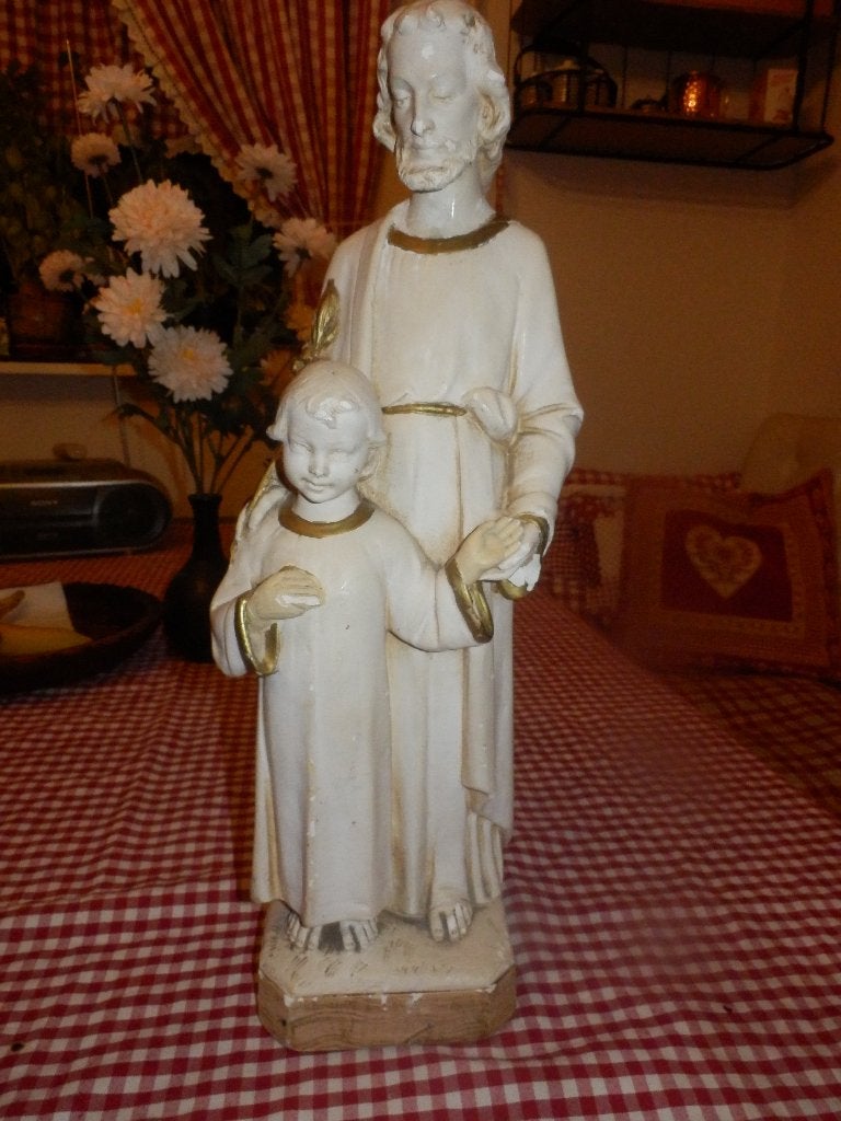 Gipsen Jozef met kind jezus met op de voet achter G.Marton, Ophalen of Verzenden