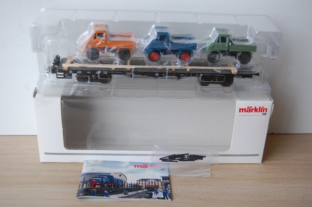 Marklin 46286 Zwaarlastwagon met Unimog auto's, Wisselstroom, Wagon, Ophalen of Verzenden, Zo goed als nieuw