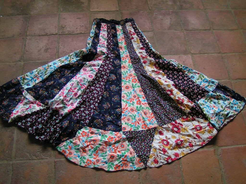 hippie patchwork rok nr XX 1261, Verzenden, Zo goed als nieuw, Zwart, Onder de knie