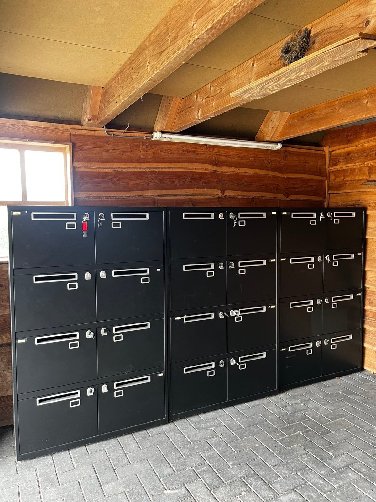 Zwarte metalen postkasten/lockers/postvakken/brievenbusunit, Ophalen, Gebruikt