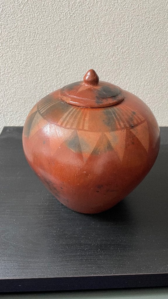 Pot, urn, vaas, aardewerk handgebakken kleur warm oranje, Antiek en Kunst, Ophalen of Verzenden