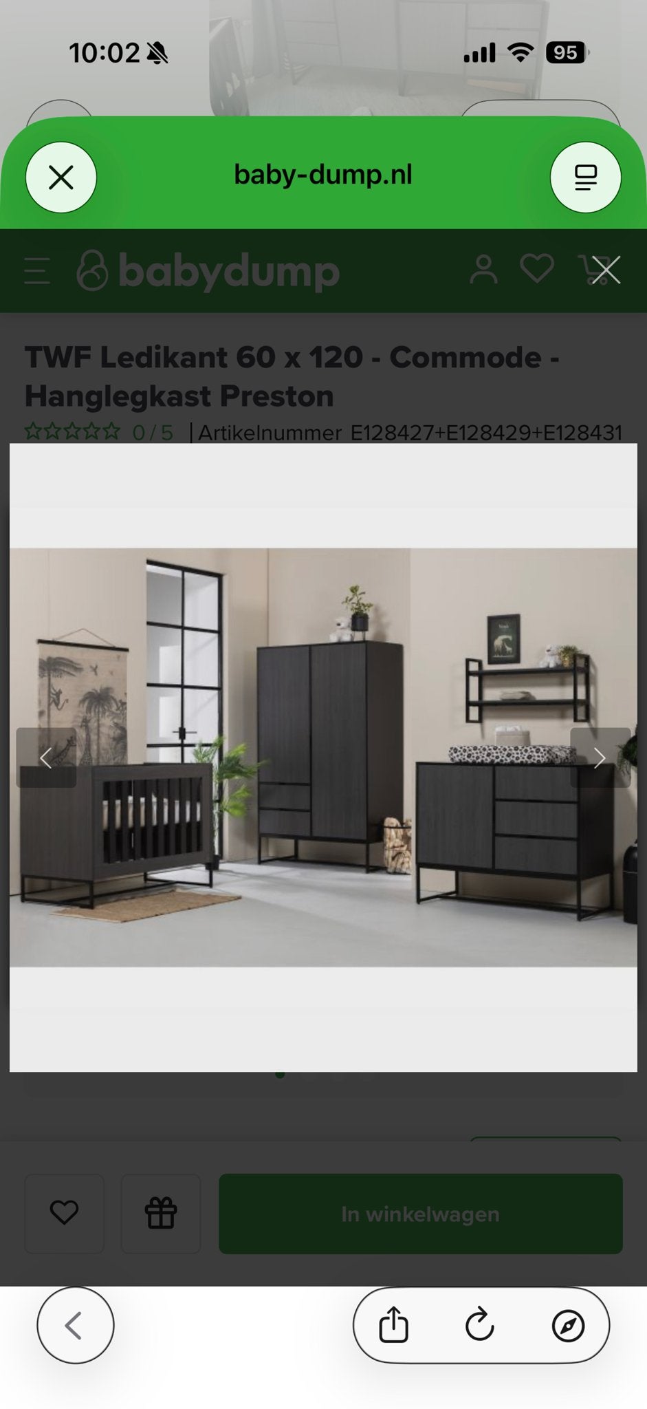TWF Babykamer Preston - Ledikant, Commode, Kledingkast, Ophalen, Gebruikt, Jongetje of Meisje