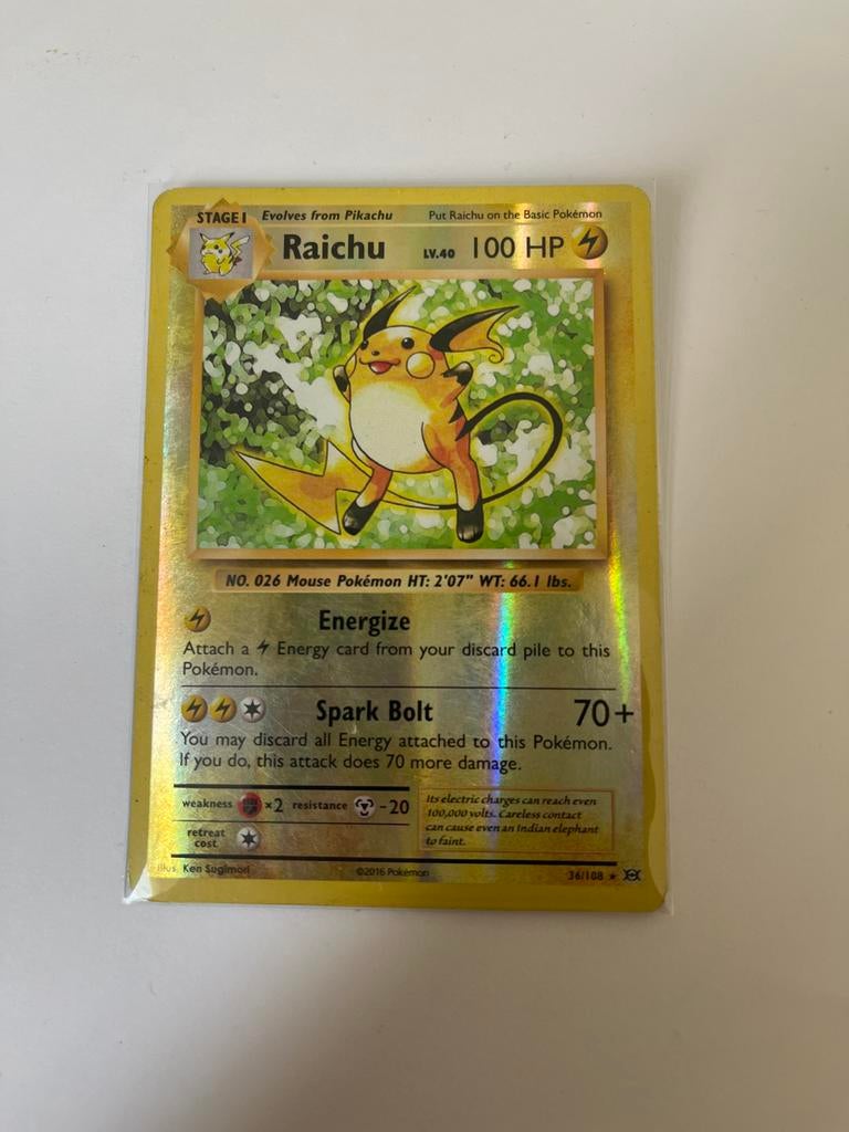 Raichu Pokémon kaart 16/168 - Holo, Ophalen of Verzenden, Zo goed als nieuw, Losse kaart, Foil