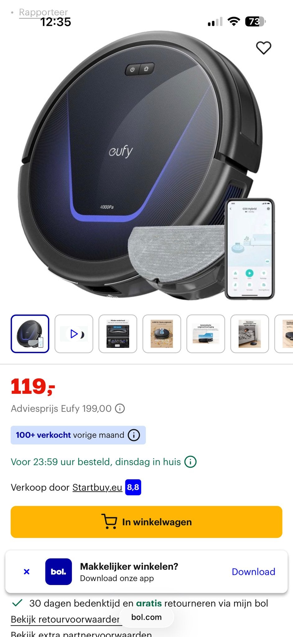 Eufy RoboVac G50 Hybrid Robotstofzuiger met dweilfunctie, Overige merken, Nieuw, Ophalen of Verzenden, Robotstofzuiger