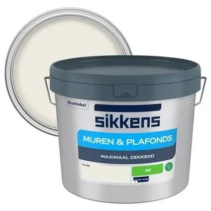 Sikkens Muren & Plafonds Muurverf Mat - Wit, 5 tot 10 liter, Wit, Nieuw, Ophalen of Verzenden
