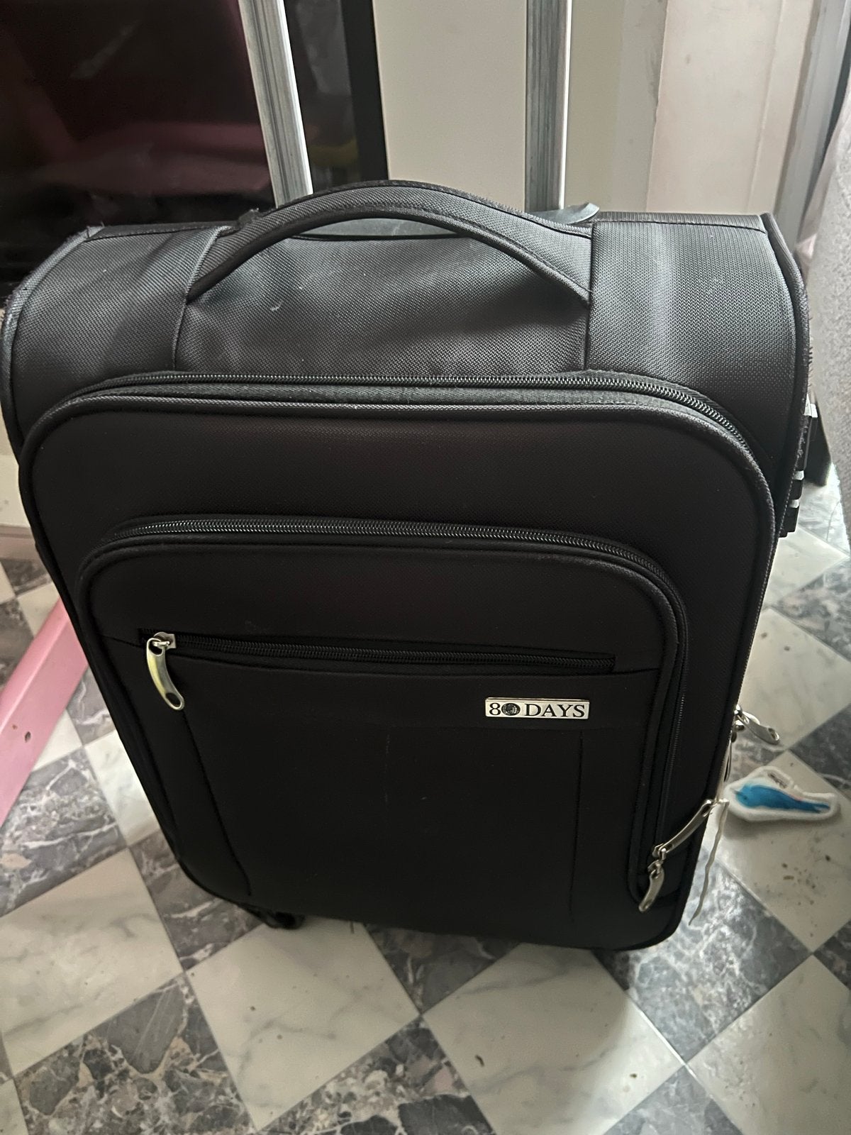 Zwarte 80 DAYS Handbagage Koffer met Wieltjes, 40 tot 60 cm, 30 cm of meer, Gebruikt, Zwart