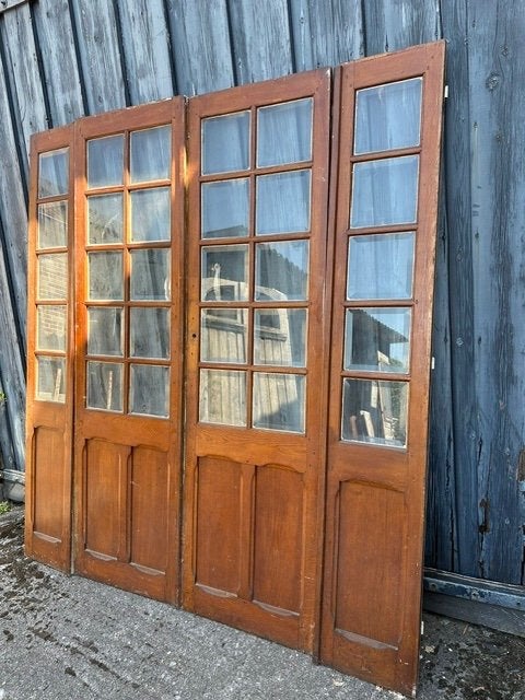 antieke deuren 4 slag oude binnendeuren eiken facet glas, Gebruikt, Binnendeur, Ophalen of Verzenden, Glas