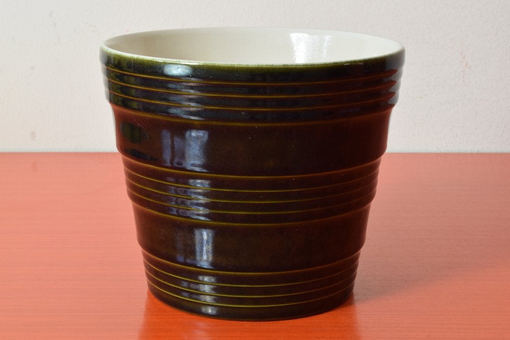 Grote retro vintage geribbelde jaren 50 / jaren 60 bloempot, Ophalen of Verzenden