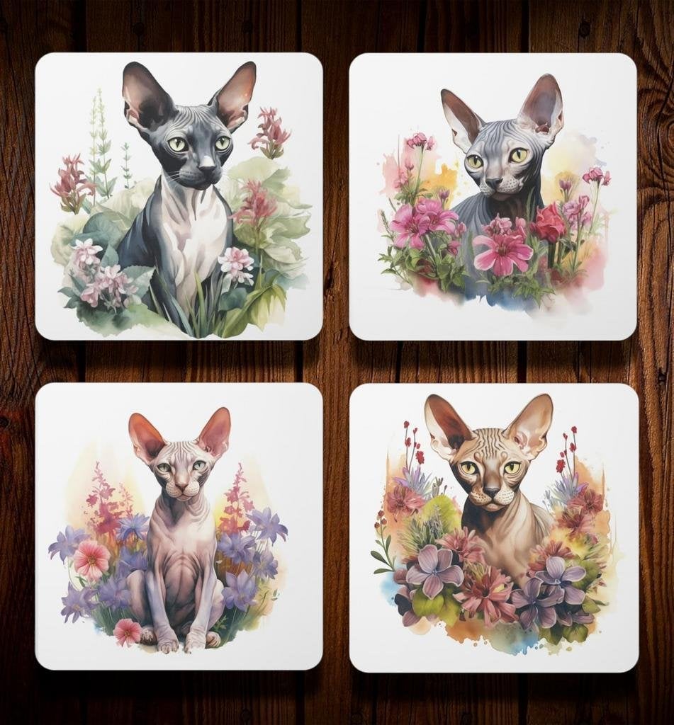 Sphynx Aquarel onderzetters met houder, Ophalen of Verzenden, Nieuw