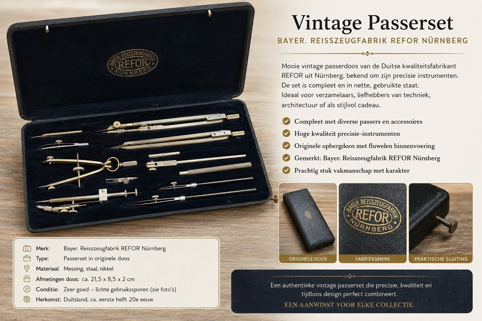 vintage passerdoos Duits merk REFOR, Ophalen of Verzenden