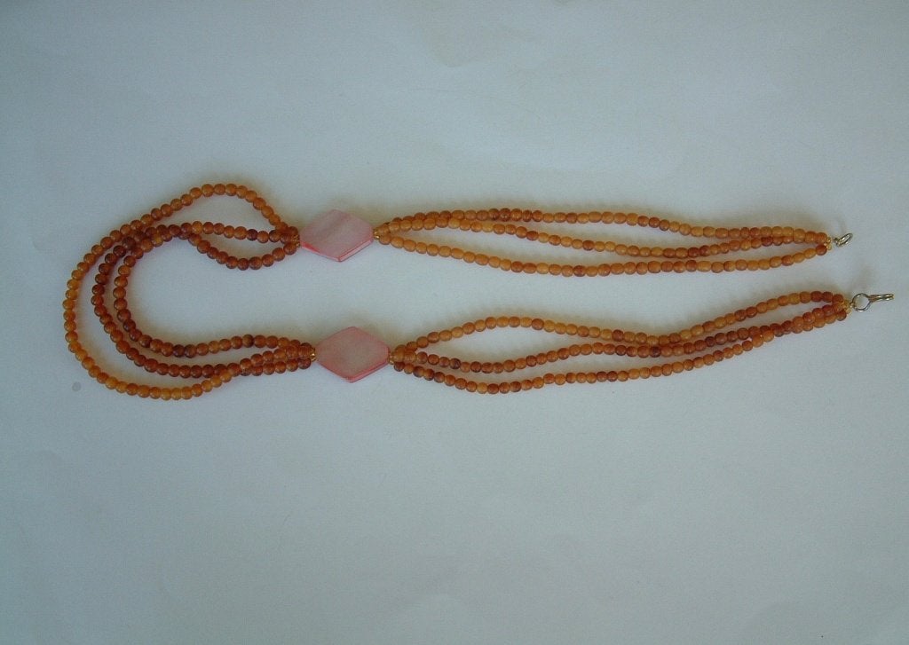 ketting kralen snoer nr.1 amberkleurig met parelmoer, Ophalen of Verzenden, Gebruikt, Overige materialen