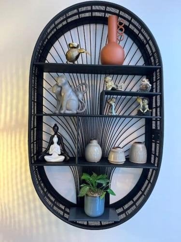 Prachtig rotan bamboe wandrek / decoratie zwart, Ophalen of Verzenden, Zo goed als nieuw