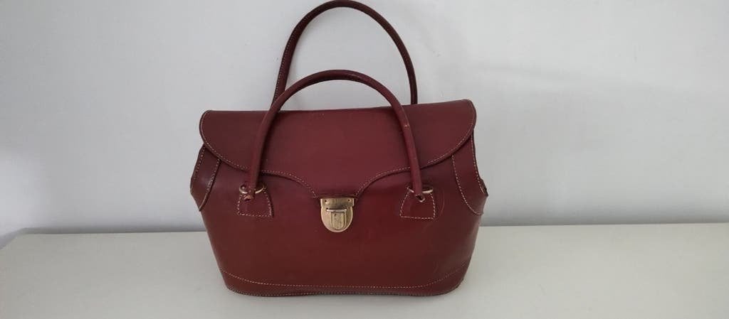K707 Franse jaren 60 DOKTERSTAS bruin leder, Sieraden, Tassen en Uiterlijk, Tassen | Reistassen en Weekendtassen, 40 tot 60 cm