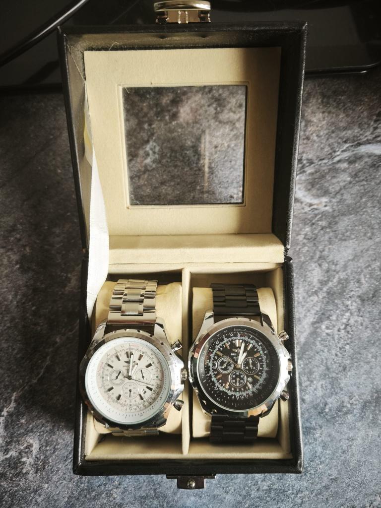 horloge 2 stuks, Sieraden, Tassen en Uiterlijk, Horloges | Heren, Overige merken, Staal, Staal, Polshorloge