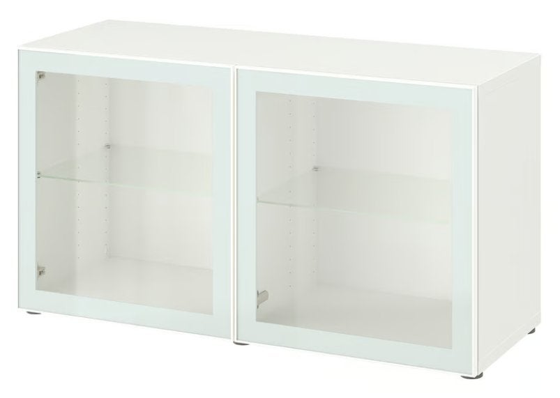 GLASSVIK Vitrinedeur, wit/lichtgroen, 60x64 cm, voor BESTA, Ophalen, Nieuw, 50 tot 100 cm, Glas