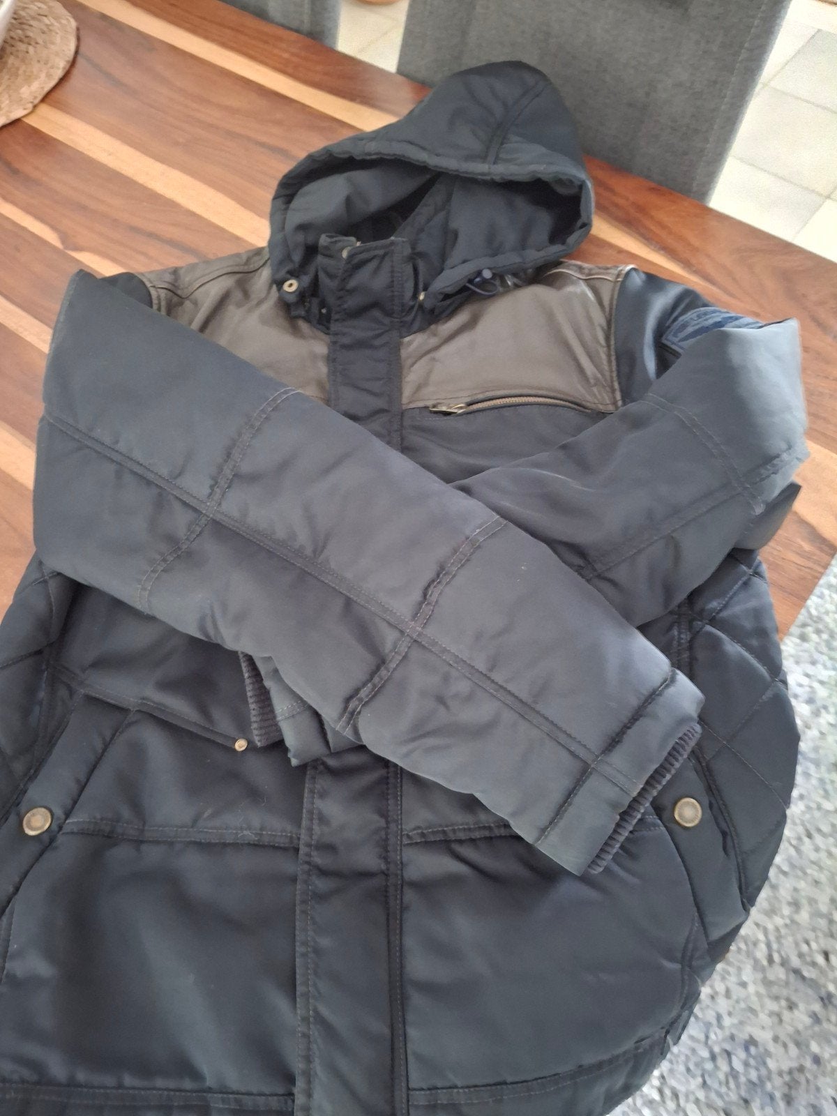 PME Legend Winterjas met Leer, Maat L - Nette Staat, Kleding | Heren, Jassen | Winter, Ophalen, Maat 52/54 (L), Blauw, PME Legend