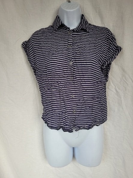 Leuke blauw-wit gestreepte blouse, mt 38 merk Atmosphere, Maat 38/40 (M), Blauw, ., Ophalen of Verzenden