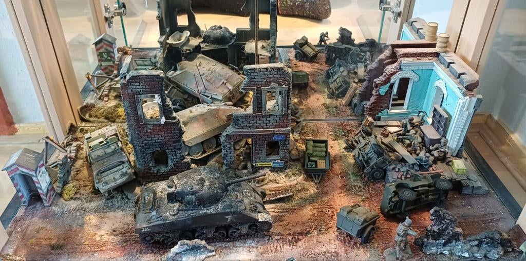 Gedetailleerd Diorama WOII: Slag om Normandië, Hobby en Vrije tijd, Modelbouw | Figuren en Diorama's, Zo goed als nieuw, Diorama