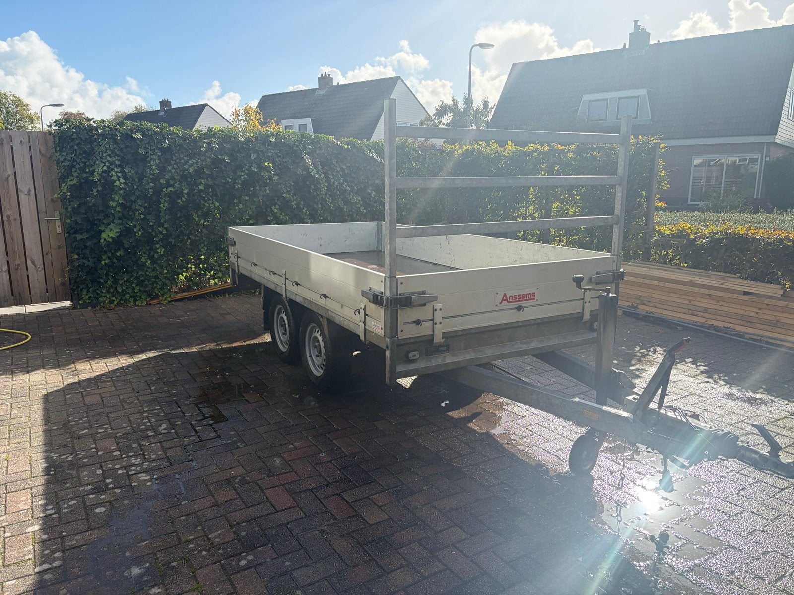 Anssems aanhangwagen met netten en afdekzeil, Ophalen, Gebruikt