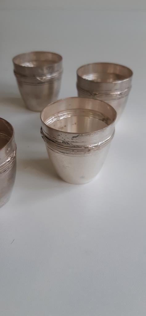 6 VERZILVERDE BORRELGLAASJES !, Verzamelen, Glas en Borrelglaasjes, Ophalen, Zo goed als nieuw, Borrel- of Shotglas