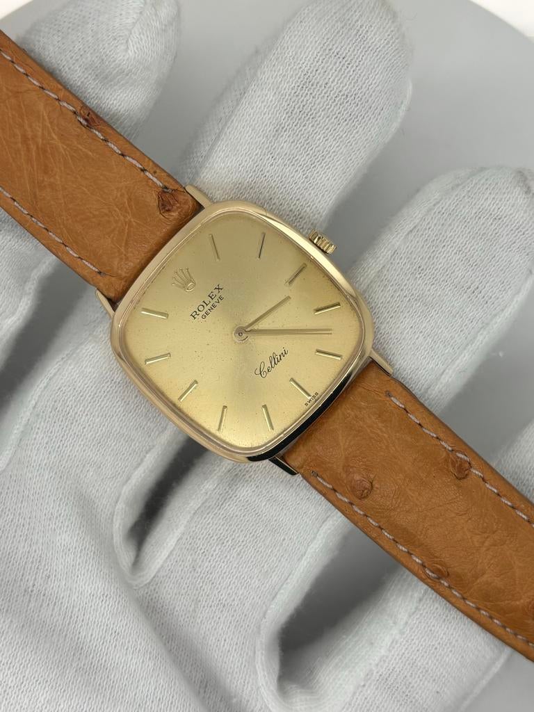 Vintage Rolex Cellini 18k Goud Handopwinder ca. 1976, Sieraden, Tassen en Uiterlijk, Horloges | Dames, Overige merken, Leer, Ophalen of Verzenden