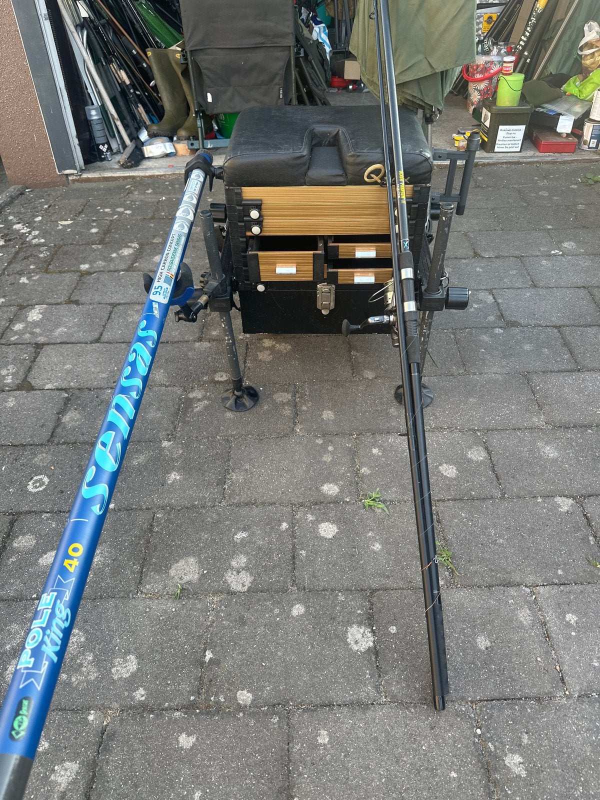 Visuitrusting: Sensas Pole King 40 en Visstoel, Watersport en Boten, Hengelsport | Algemeen, Ophalen of Verzenden, Gebruikt, Vaste hengel