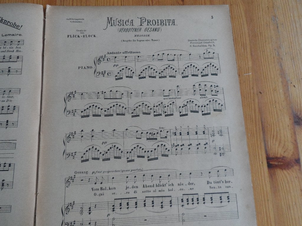 Musica proibita - gastaldon, Zang, Gebruikt, Ophalen of Verzenden, Artiest of Componist