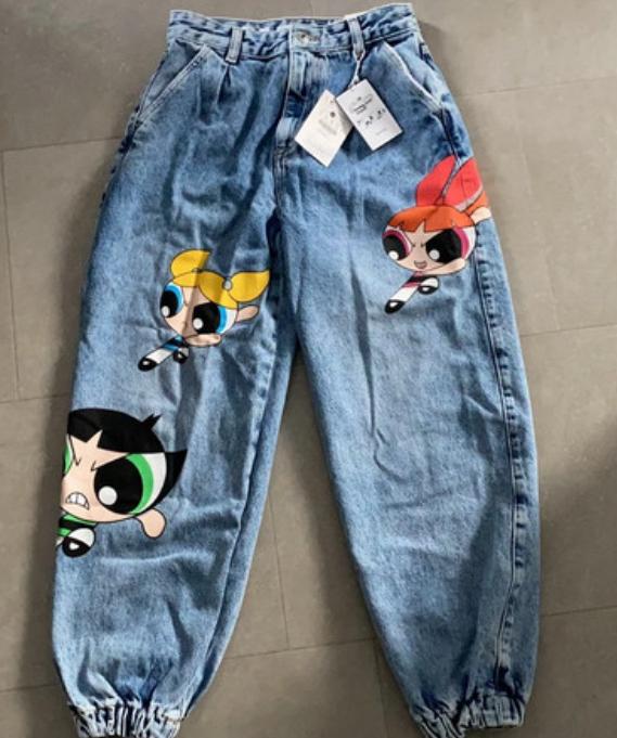 The powerpuff girls balloon broek. Maat 36. Van Bershka, Verzenden, Nieuw, Blauw, Overige jeansmaten