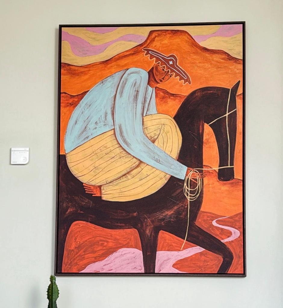 Uniek Schilderij: Ruiter in Woestijnlandschap 100x140, Ophalen