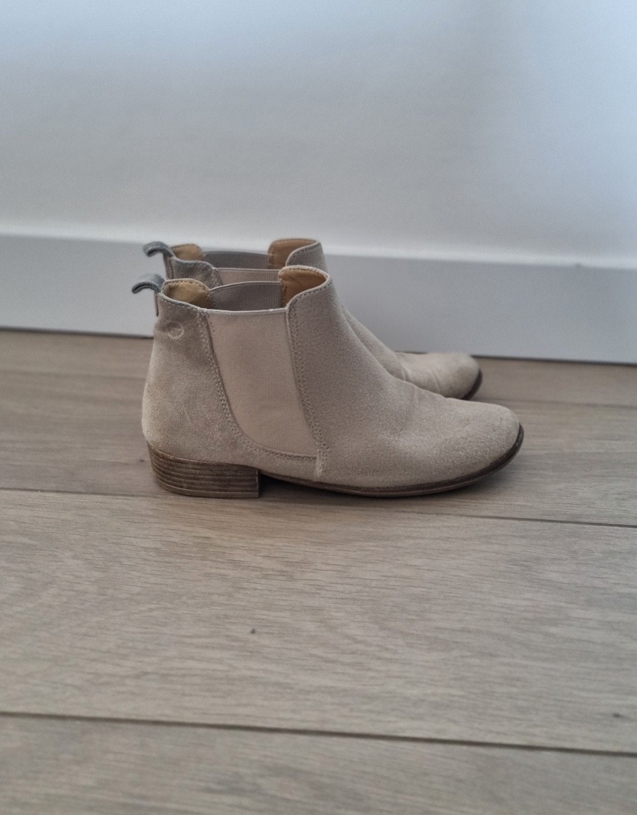 Tamaris suède leer beige enkellaarzen laarsjes laarzen mt 38, Ophalen, Beige