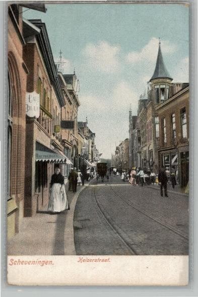 Scheveningen keizerstraat volk +rijtuig vóór 1906
