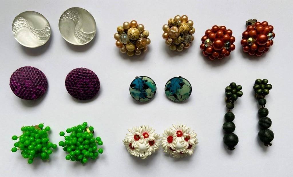 Vintage Oorbellen Clips jaren 60/70, Sieraden, Tassen en Uiterlijk, Oorbellen, Ophalen of Verzenden, Overige kleuren, Overige materialen