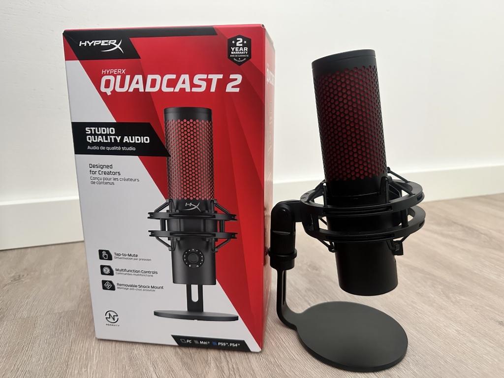 HyperX QuadCast 2 USB Microfoon + Doos Nieuwstaat, Ophalen, Zo goed als nieuw, Studiomicrofoon