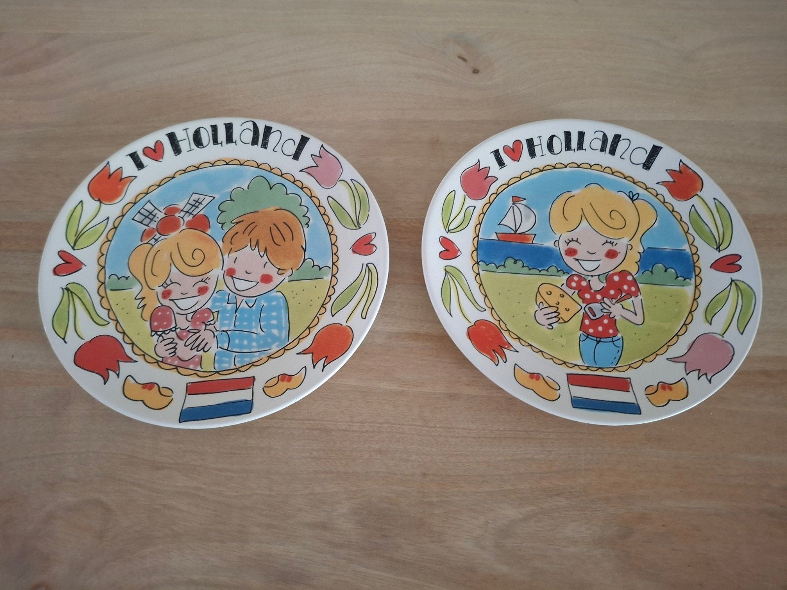 2 Blond Amsterdam 'I love Holland' borden - 22 cm, Ophalen of Verzenden