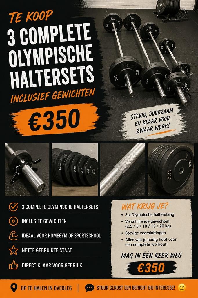 Olympische haltersets strongman, Ophalen of Verzenden, Zo goed als nieuw, Krachtstation