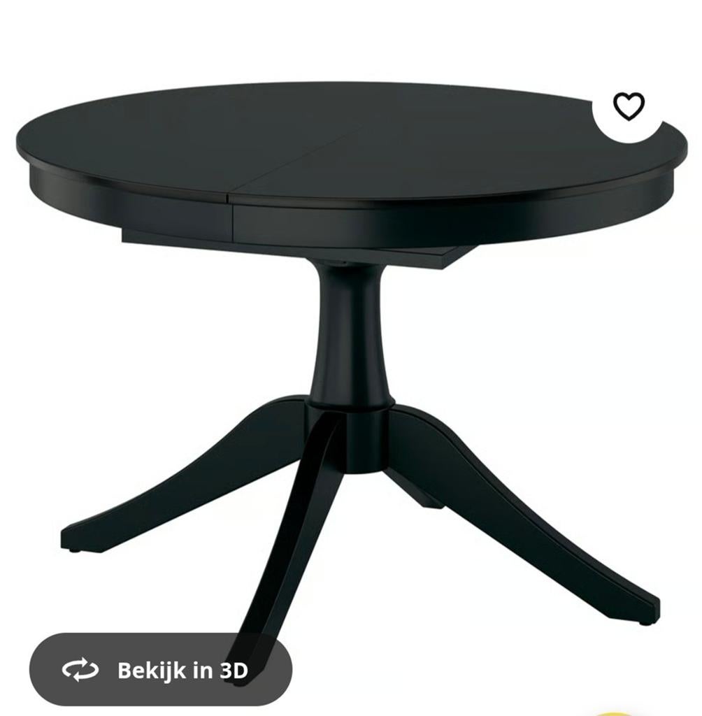 Uitschuifbare ronde eettafel, zwart ikea, Ophalen, Gebruikt, Rond, Vier personen