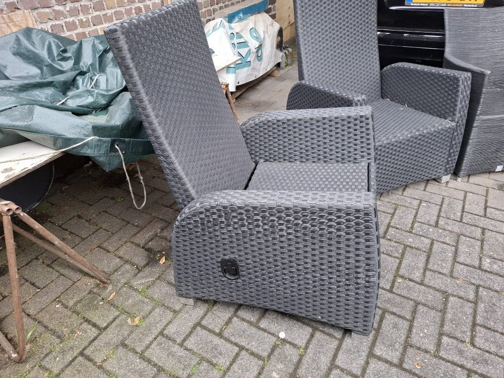 2 luxe tuinstoelen te koop, Ophalen, Zo goed als nieuw, Kunststof, Verstelbaar