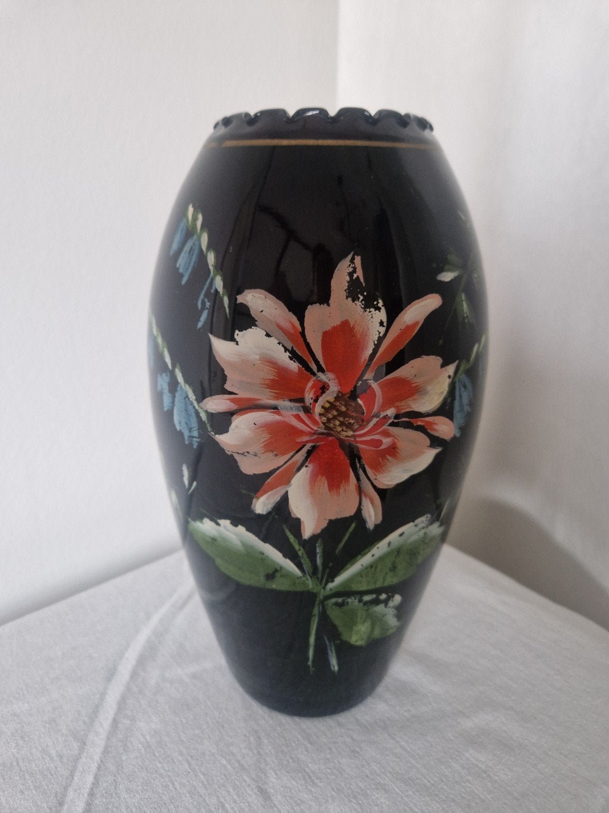 Prachtige Booms vaas 25cm hoog - handgeschilderd Verre Noir, Ophalen of Verzenden