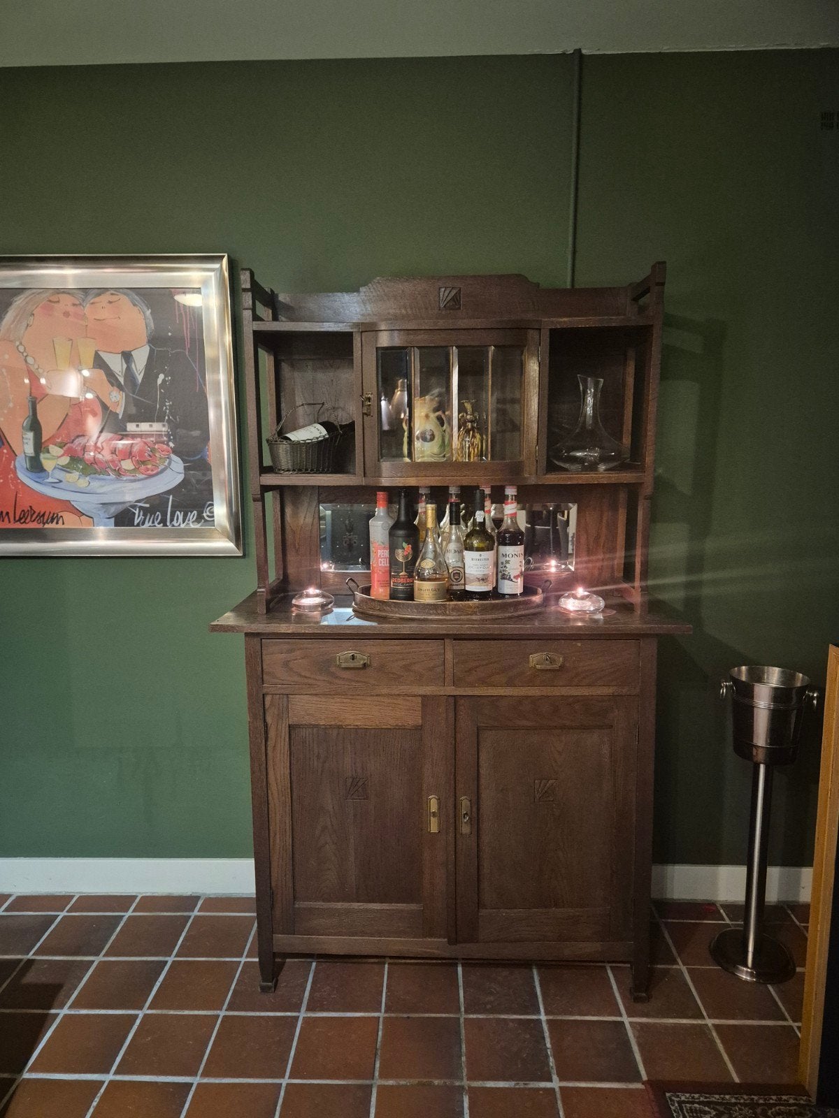 Antiek eiken dressoir met vitrinekast, Antiek en Kunst, Antiek | Meubels | Kasten, Ophalen
