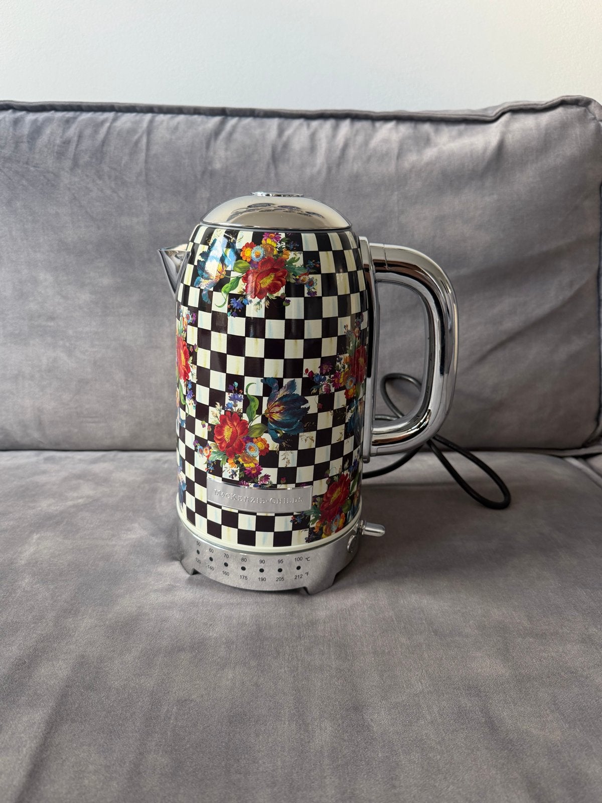 Mackenzie-Childs Nieuw waterkoker met bloemenprint, 1 tot 2 liter, Ophalen of Verzenden, Nieuw, Draadloos