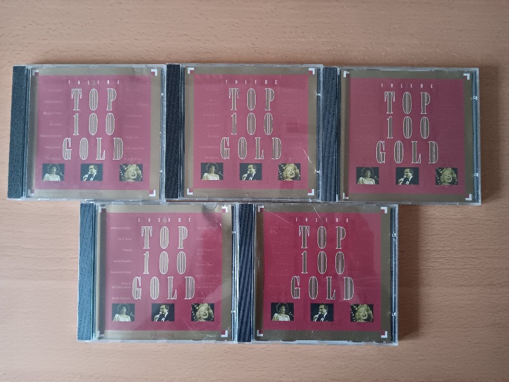 5 mooie originele cd's Top 100 Gold deel 1 t/m 5, Ophalen, Gebruikt