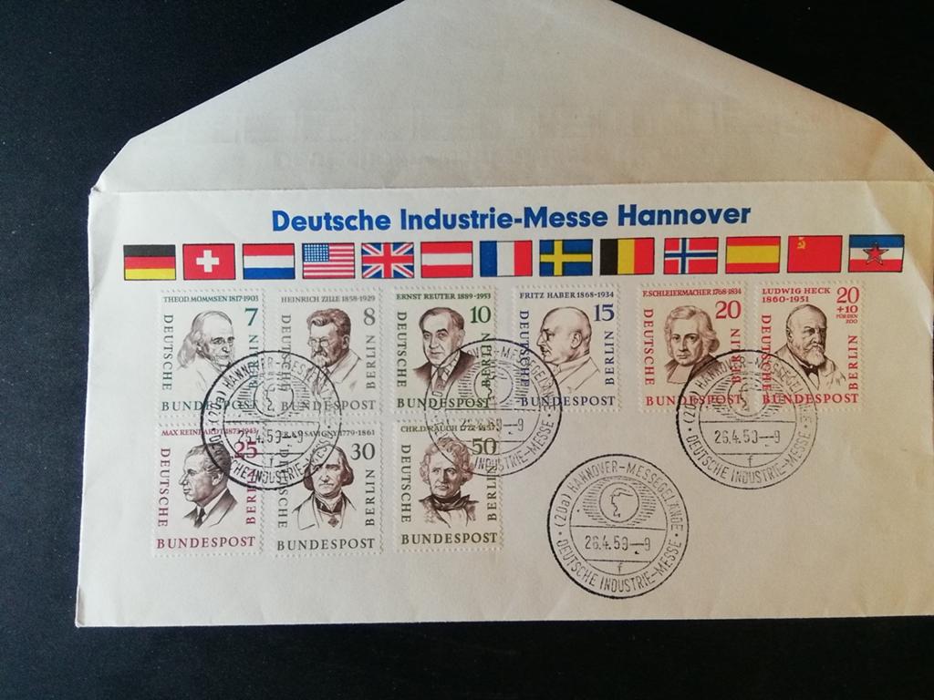 DEUTSCHE BUNDESPOST BERLIN SERIE NR 163/172 OP ENVELOP, Ophalen of Verzenden, BRD, Gestempeld