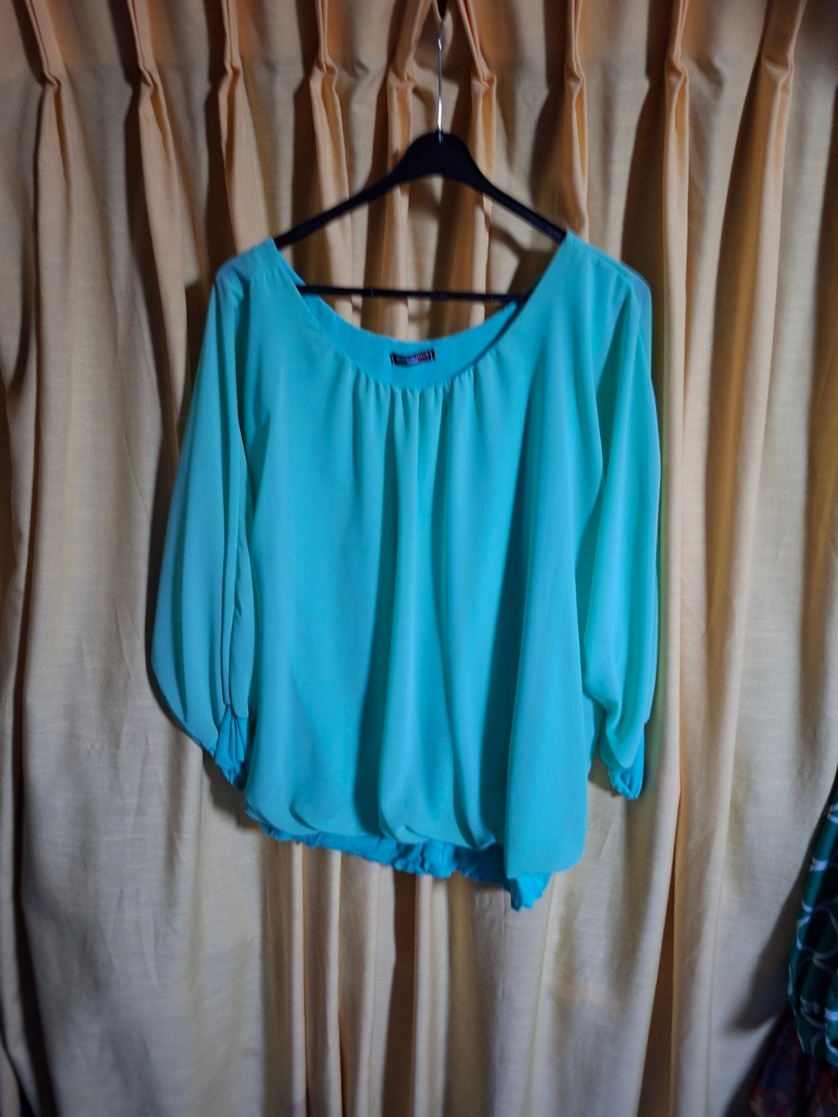 Turquoise blouson met mouw, maat 48-50, Verzenden
