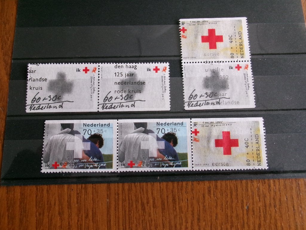 1992 - 2 duo,s en strook rode kruis uit pb-46 (692f), Verzenden, Gestempeld