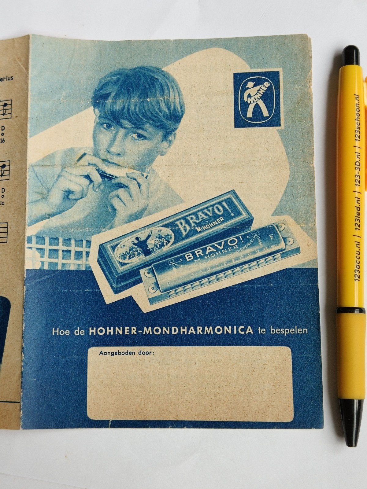 FOLDER HOHNER, BRAVO MONDHARMONICA., Ophalen of Verzenden, Gebruikt