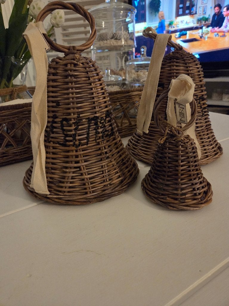 Nieuw   riviera maison   rattan kerst klokken  3 stuks, Ophalen of Verzenden, Nieuw