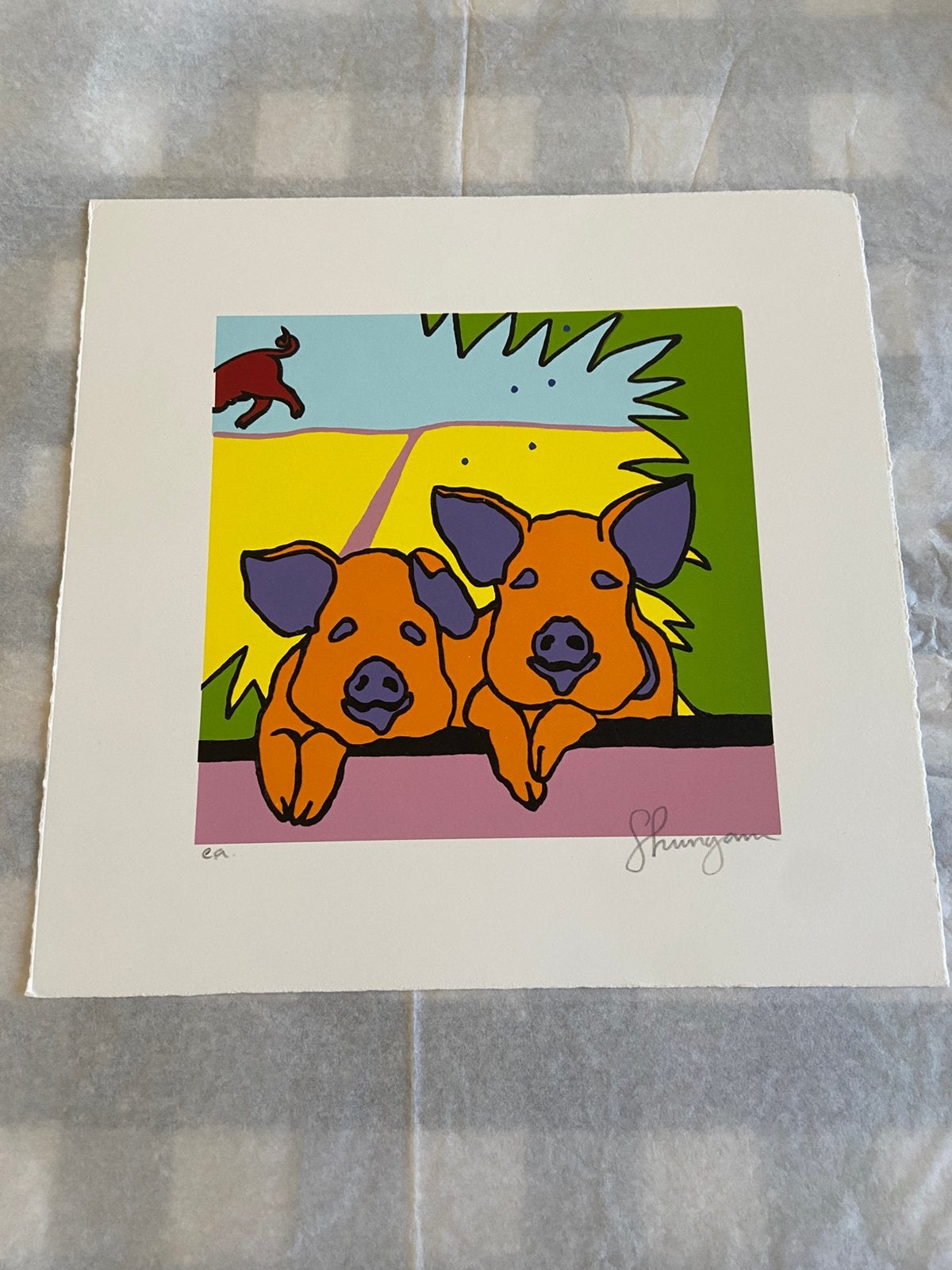 Zeefdruk EA Shunyam, Antiek en Kunst, Origineel, Ophalen, Zeefdruk
