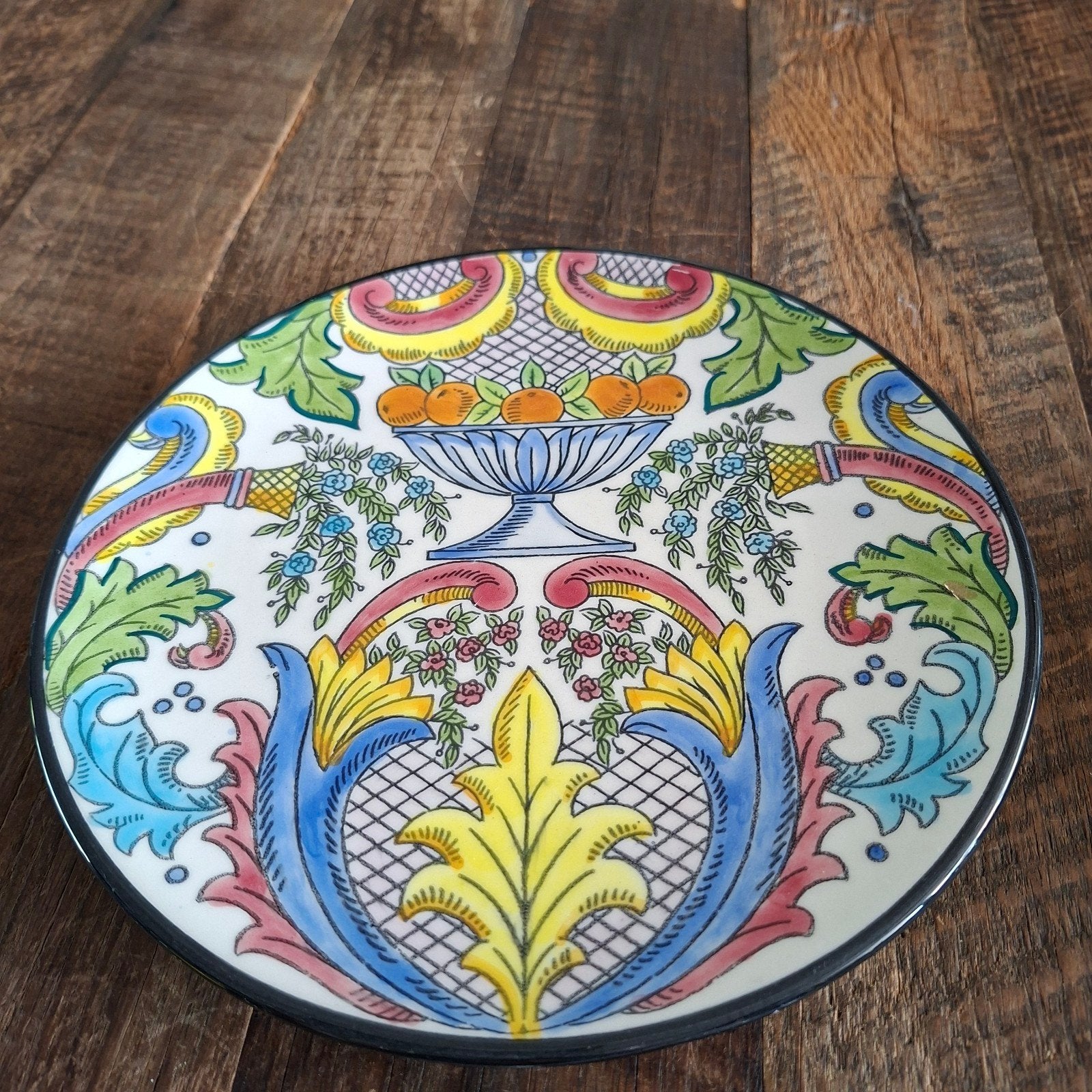 Handbeschilderd Keramieken Bord uit Spanje 22 cm groot, Ophalen of Verzenden